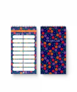 دفترچه با جلد سرمه ای و گل های رنگی